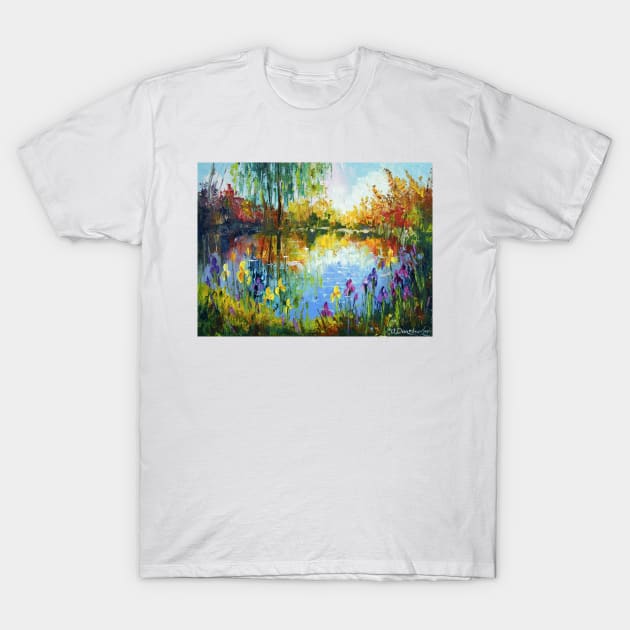 Irises by the pond T-Shirt by OLHADARCHUKART